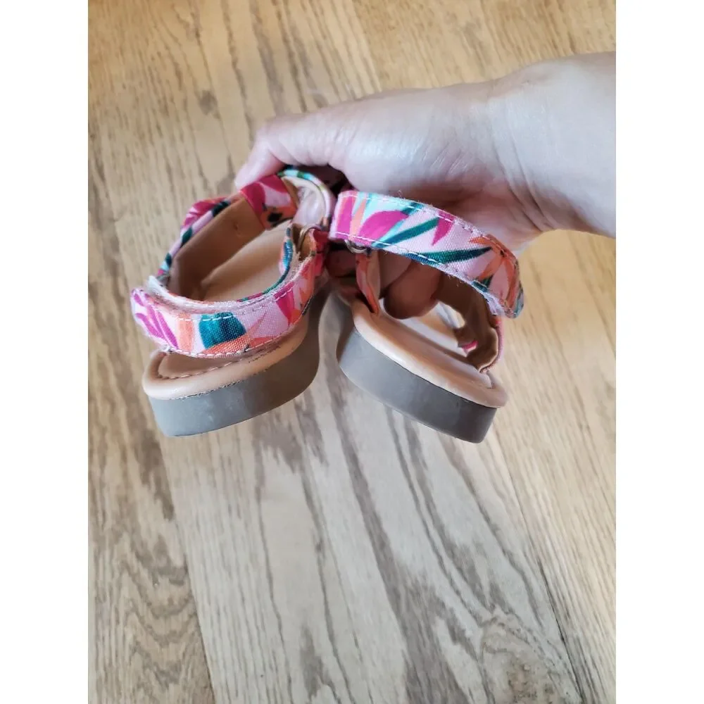 Jessica Simpson Girls 10 Sandals Tropical Floral Bow Sparkle GUC
